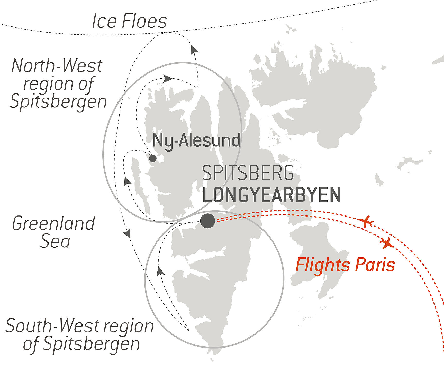 Fjords and glaciers of Spitsbergen Itinerary Map